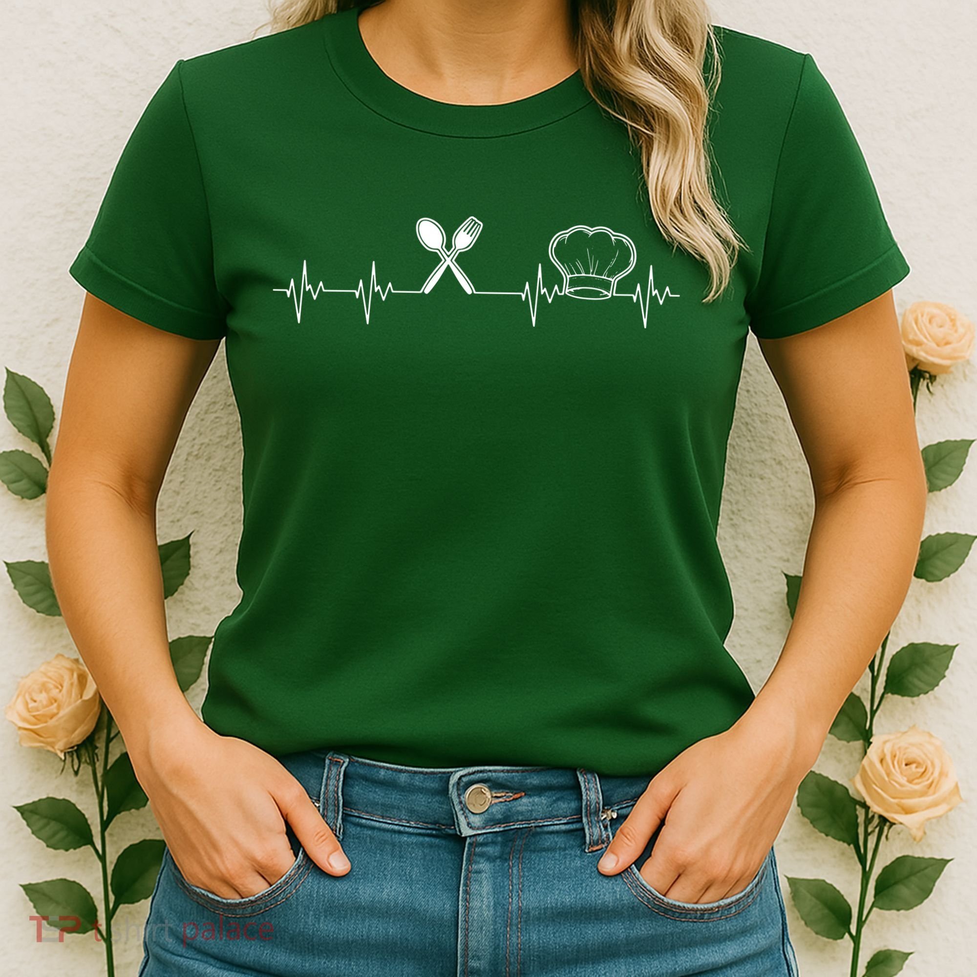 Chef Heartbeat Funny Culinary Chef Gift Cooking Lover Women's T-Shirt