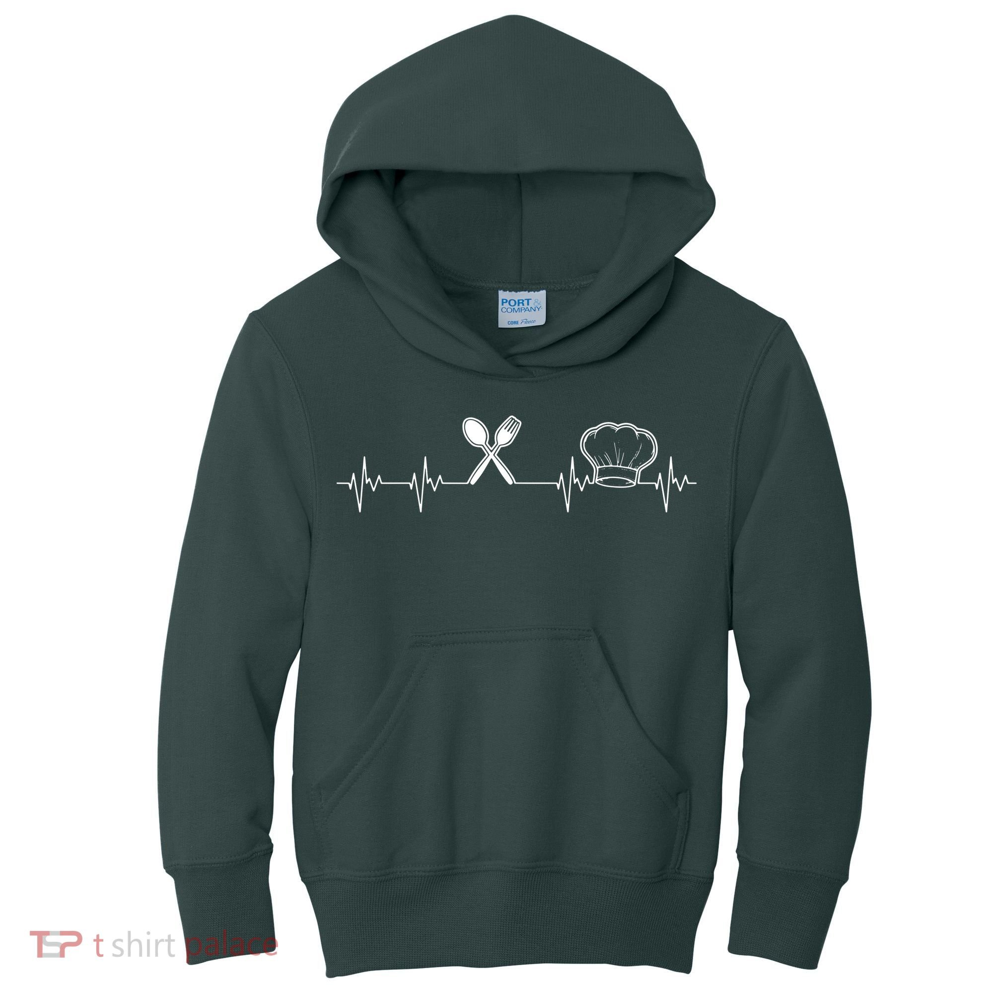 Chef Heartbeat Funny Culinary Chef Gift Cooking Lover Kids Hoodie