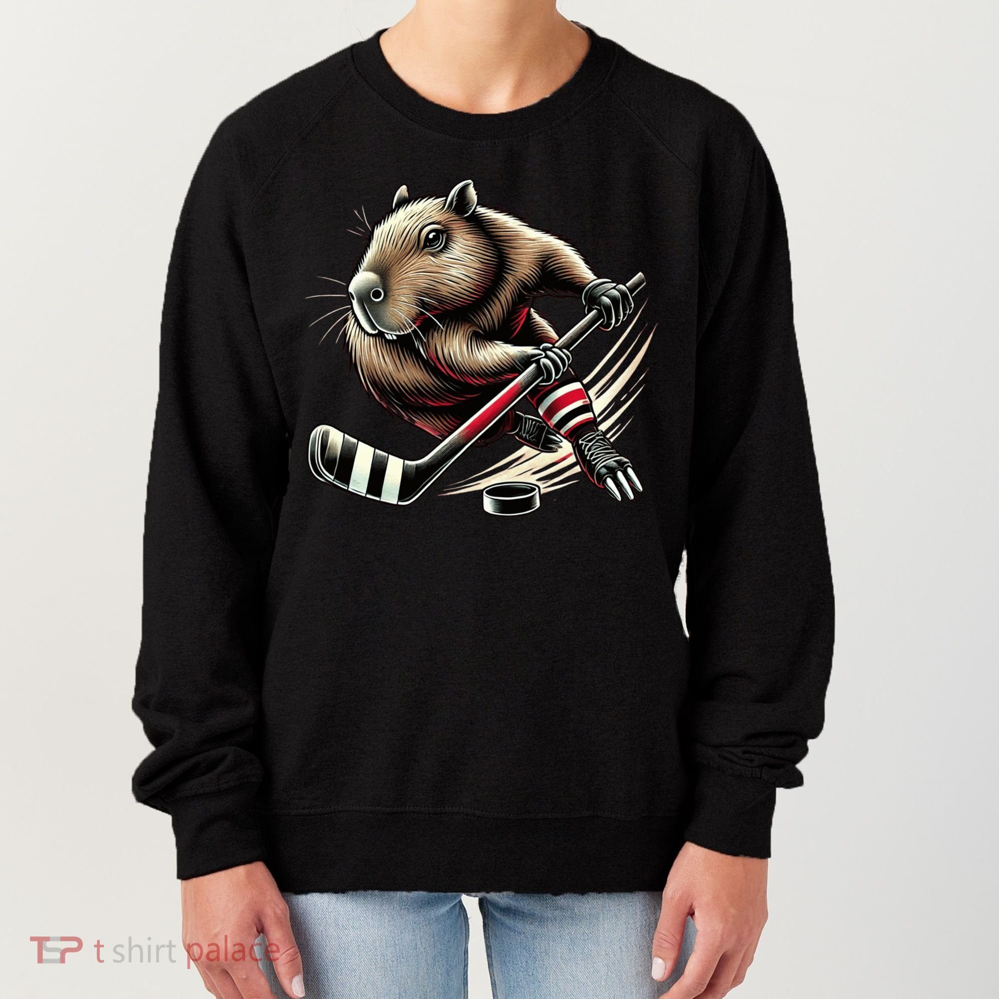 Capybara Hockey Funny Ice Hockey Player Gift Women's Sweatshirt