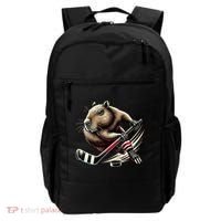 Capybara Hockey Funny Ice Hockey Player Gift Backpack thumb 0