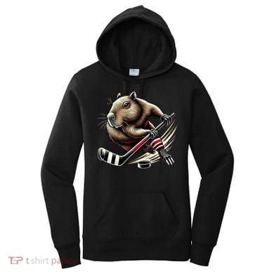 Capybara Hockey Funny Ice Hockey Player Gift Women's Hoodie