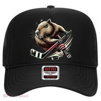 Capybara Hockey Funny Ice Hockey Player Gift Hat thumb 0