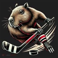 Capybara Hockey Funny Ice Hockey Player Gift Hat thumb 2