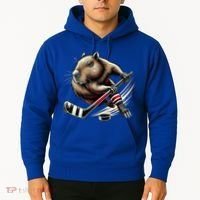 Capybara Hockey Funny Ice Hockey Player Gift Hoodie thumb 2