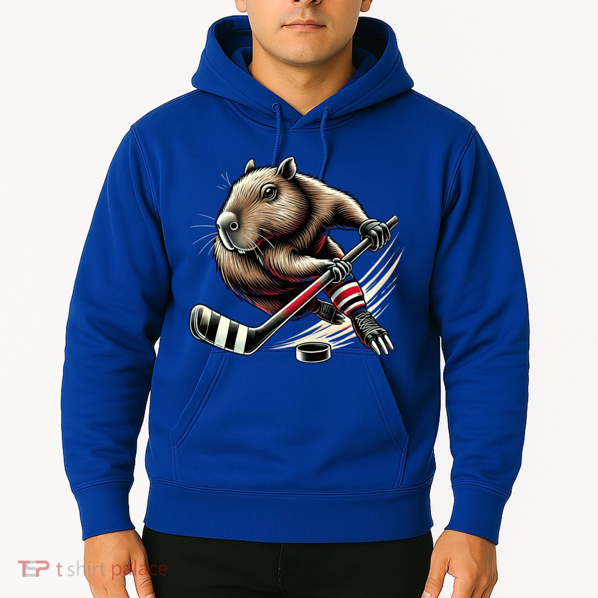 Capybara Hockey Funny Ice Hockey Player Gift Hoodie