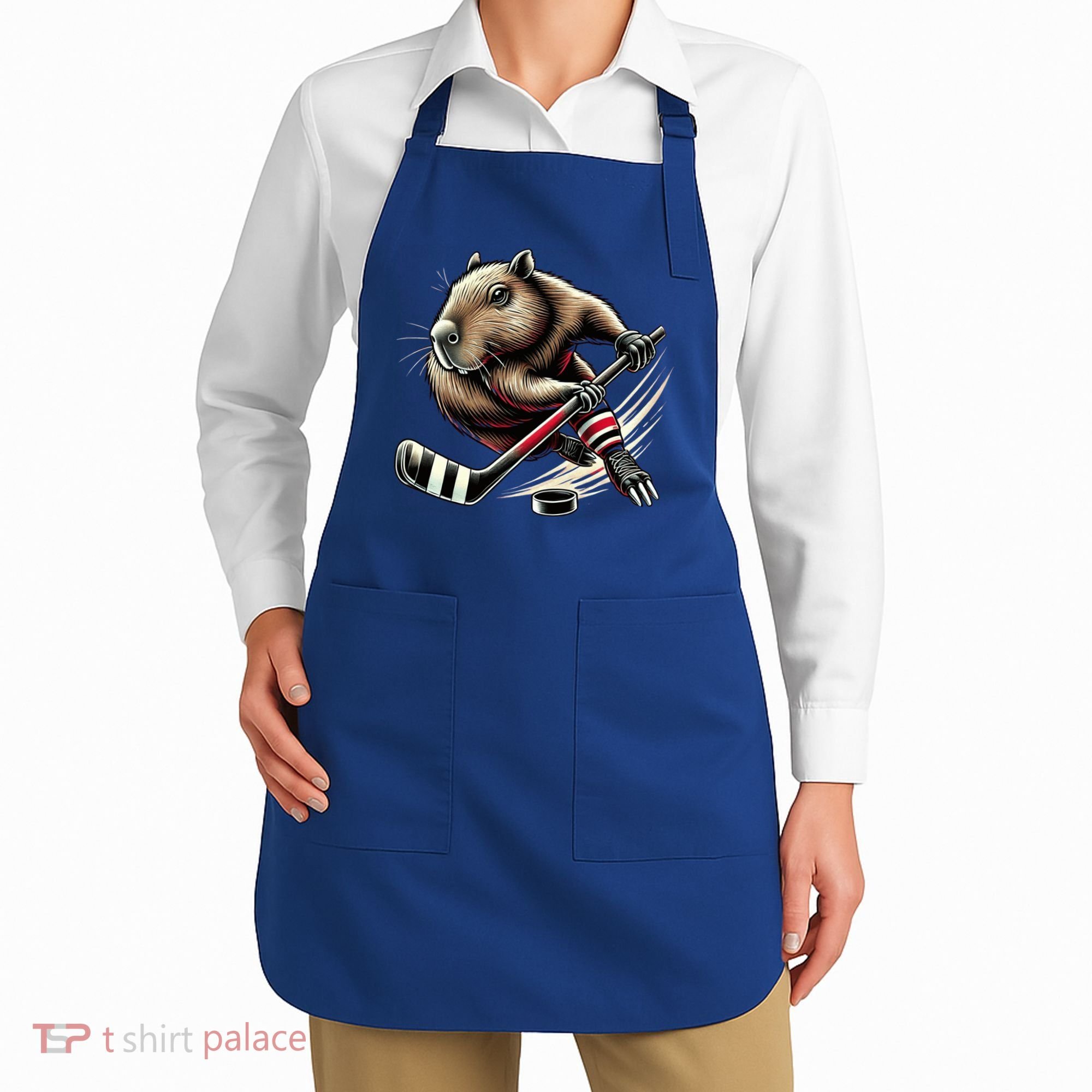 Capybara Hockey Funny Ice Hockey Player Gift Apron