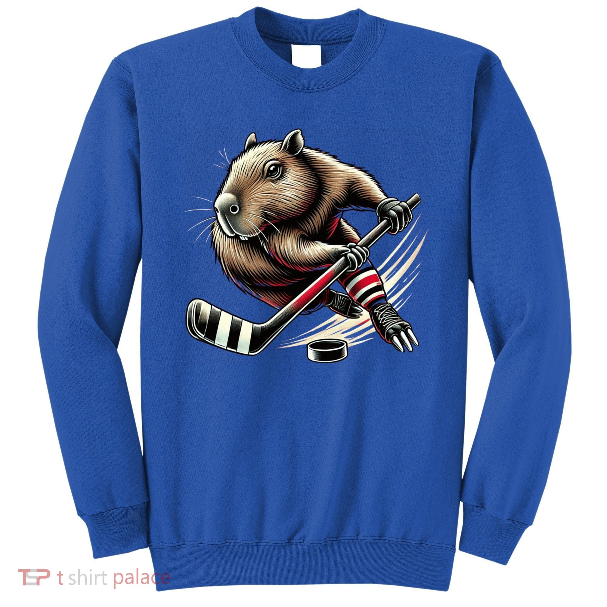 Capybara Hockey Funny Ice Hockey Player Gift Sweatshirt