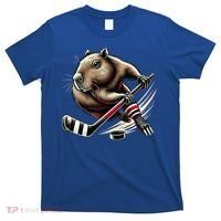 Capybara Hockey Funny Ice Hockey Player Gift T-Shirt thumb 0