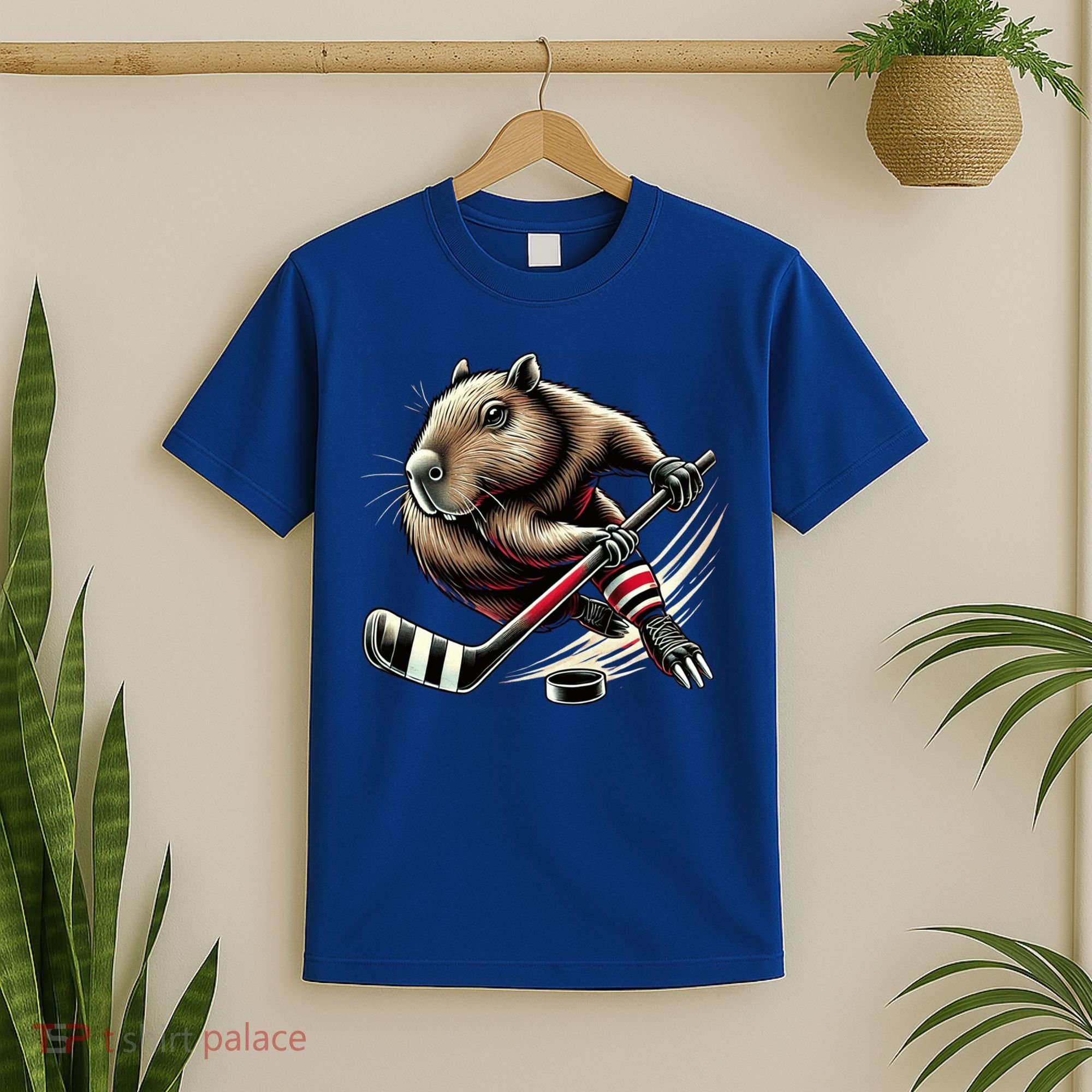 Capybara Hockey Funny Ice Hockey Player Gift T-Shirt