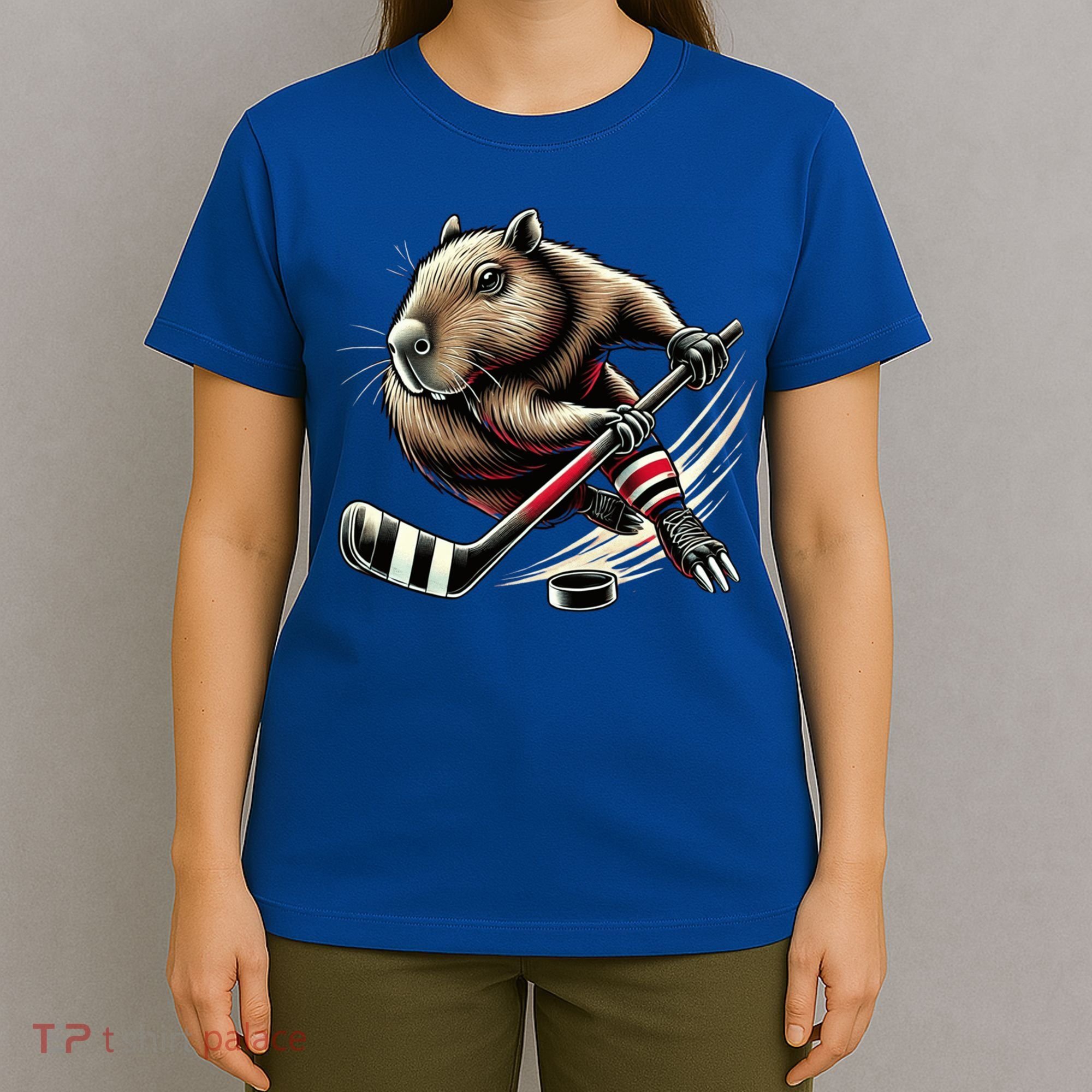 Capybara Hockey Funny Ice Hockey Player Gift T-Shirt