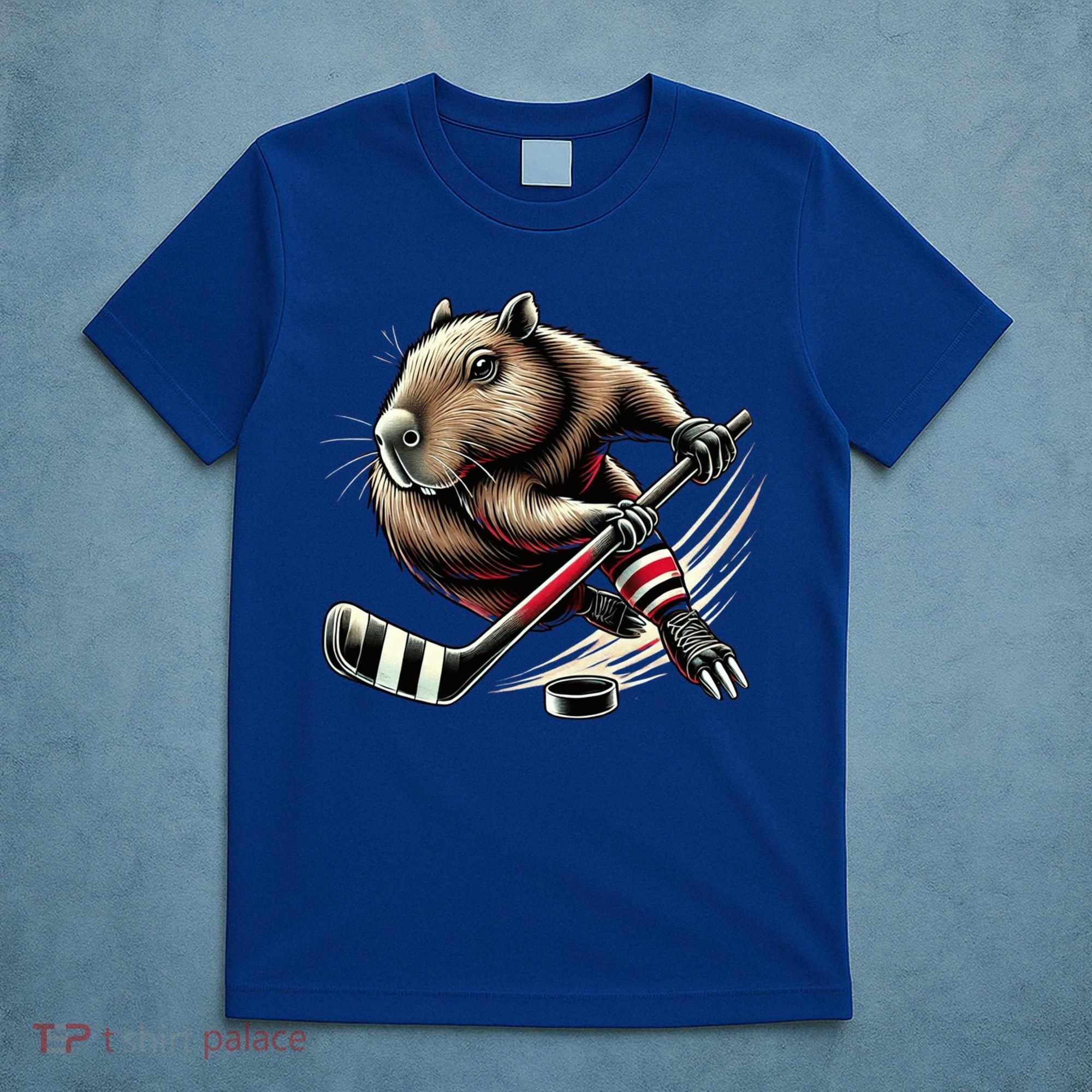 Capybara Hockey Funny Ice Hockey Player Gift T-Shirt