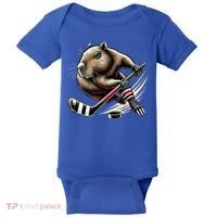 Capybara Hockey Funny Ice Hockey Player Gift Baby Bodysuit thumb 0