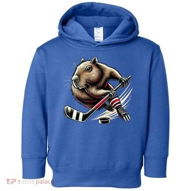 Capybara Hockey Funny Ice Hockey Player Gift Toddler Hoodie