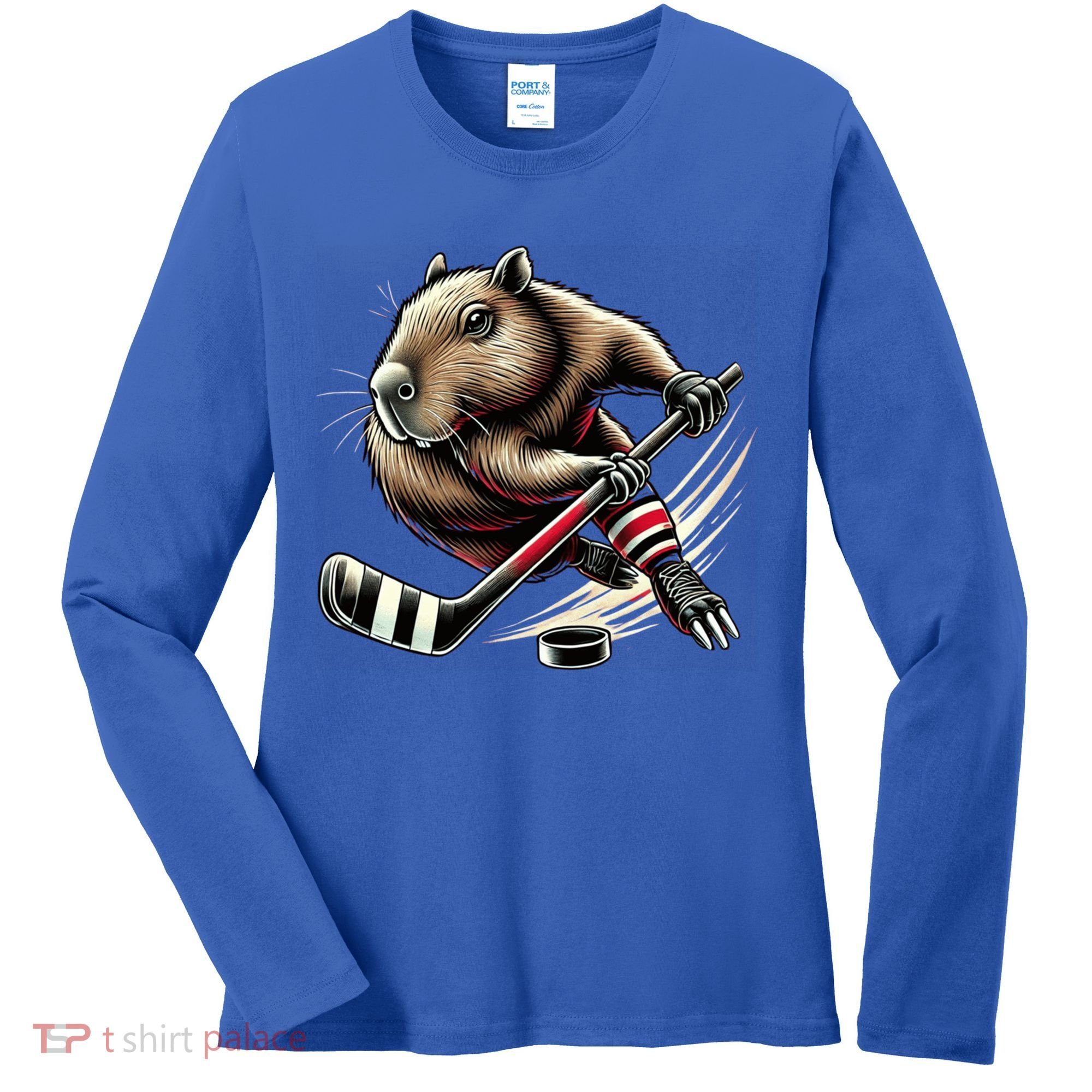 Capybara Hockey Funny Ice Hockey Player Gift Women's Long Sleeve Shirt