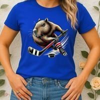 Capybara Hockey Funny Ice Hockey Player Gift Women's T-Shirt thumb 2