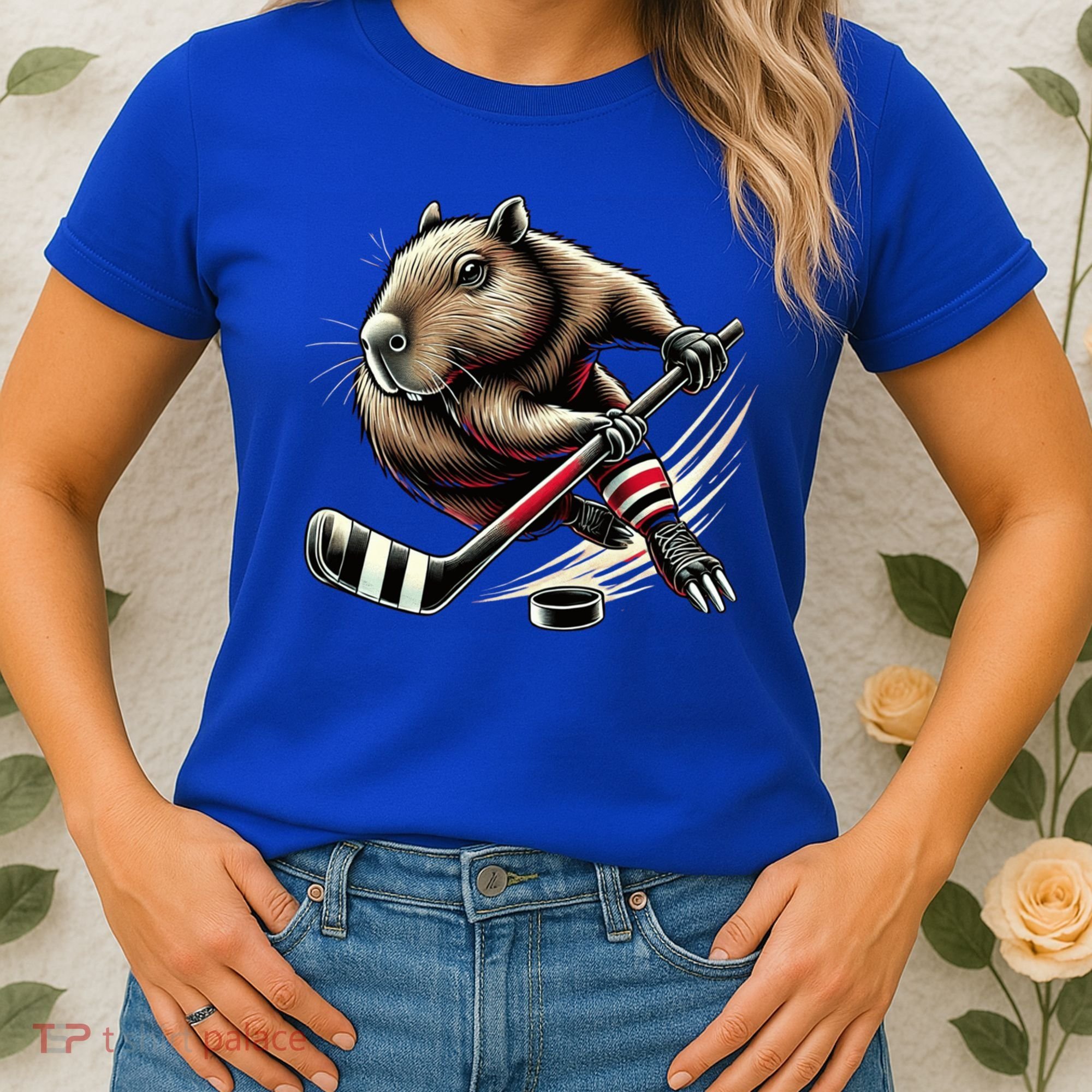 Capybara Hockey Funny Ice Hockey Player Gift Women's T-Shirt