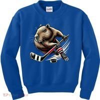 Capybara Hockey Funny Ice Hockey Player Gift Kids Sweatshirt thumb 0