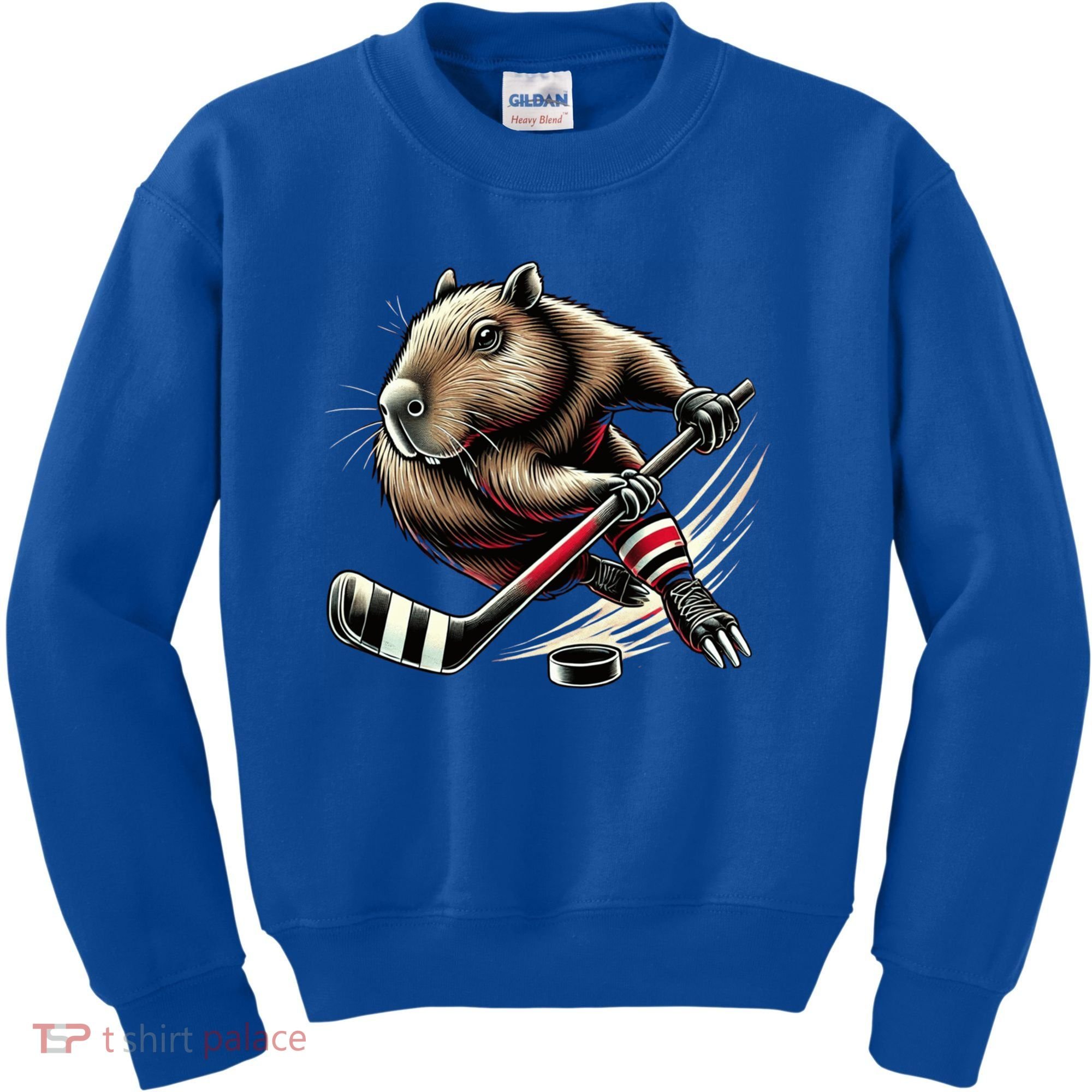 Capybara Hockey Funny Ice Hockey Player Gift Kids Sweatshirt