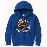 Capybara Hockey Funny Ice Hockey Player Gift Kids Hoodie thumb 0