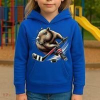 Capybara Hockey Funny Ice Hockey Player Gift Kids Hoodie thumb 3