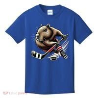 Capybara Hockey Funny Ice Hockey Player Gift Kids T-Shirt thumb 0