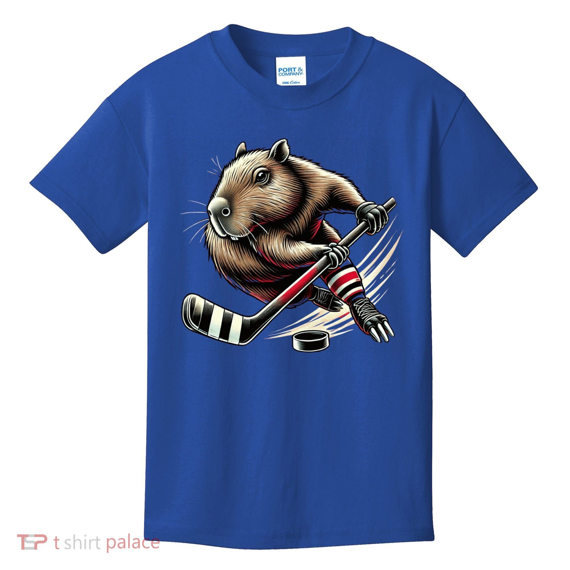 Capybara Hockey Funny Ice Hockey Player Gift Kids T-Shirt