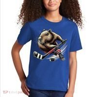 Capybara Hockey Funny Ice Hockey Player Gift Kids T-Shirt thumb 2