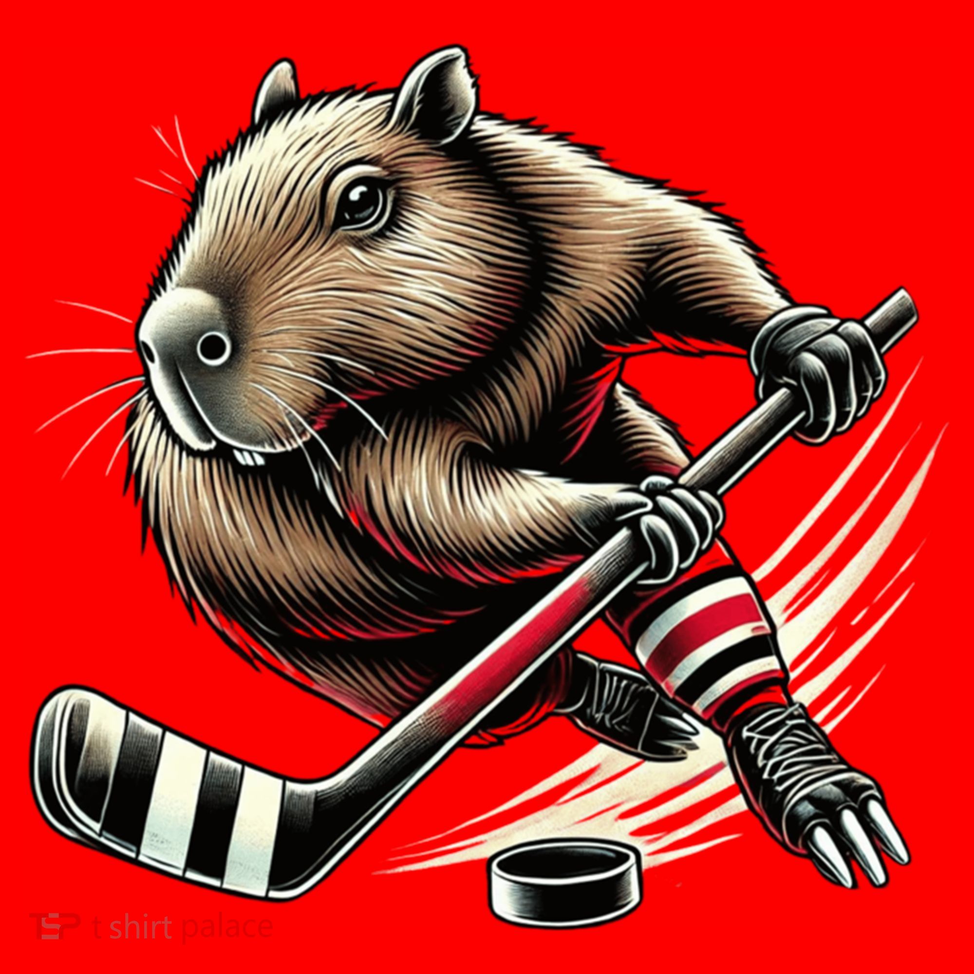 Capybara Hockey Funny Ice Hockey Player Gift Santa Hat