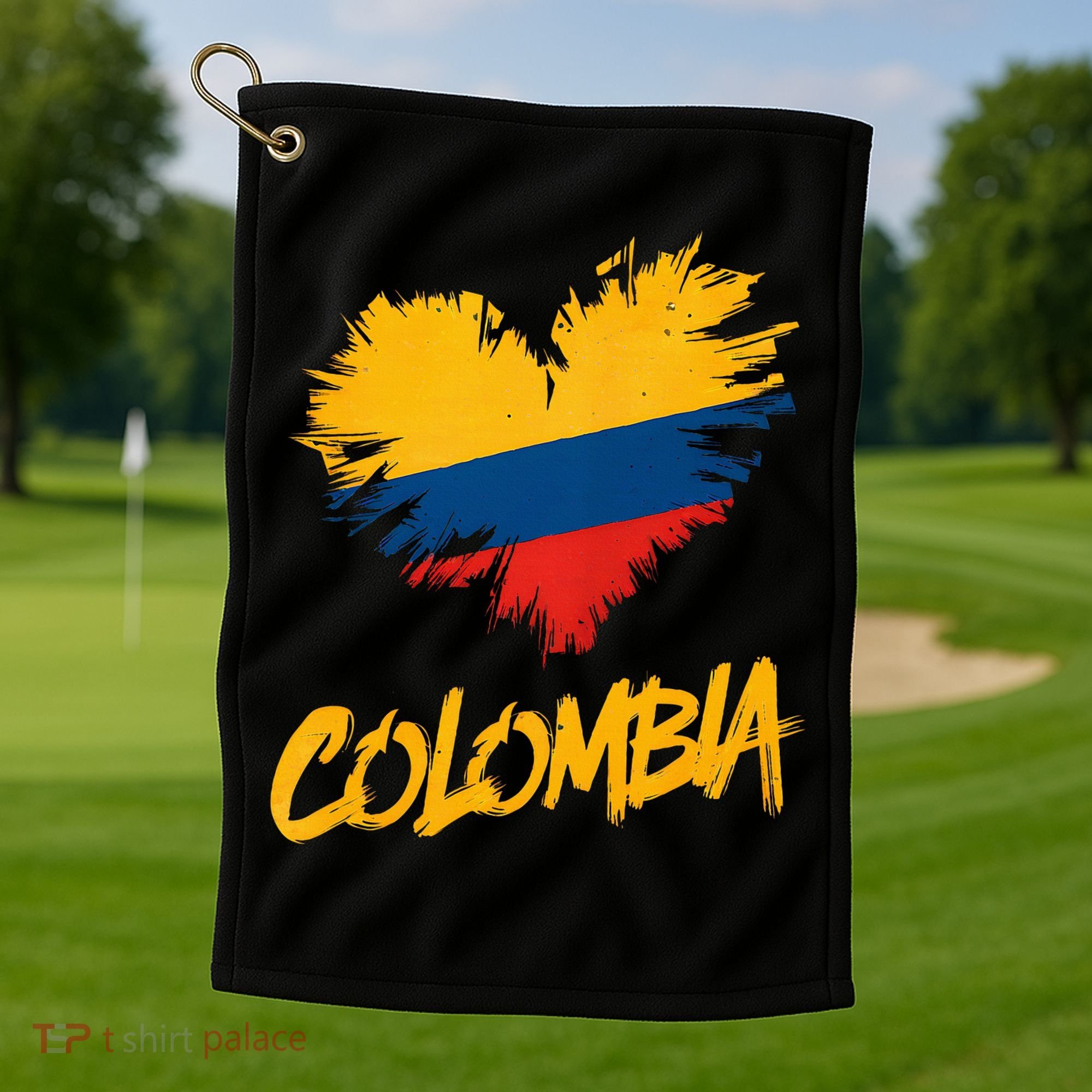 Colombia Heart Flag Golf Towel