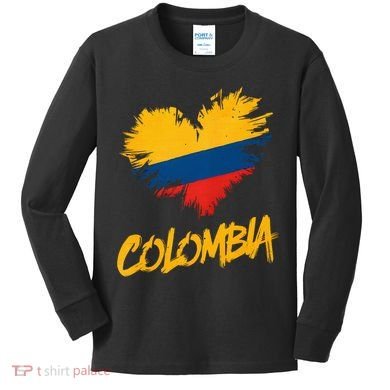 Colombia Heart Flag Kids Long Sleeve Shirt