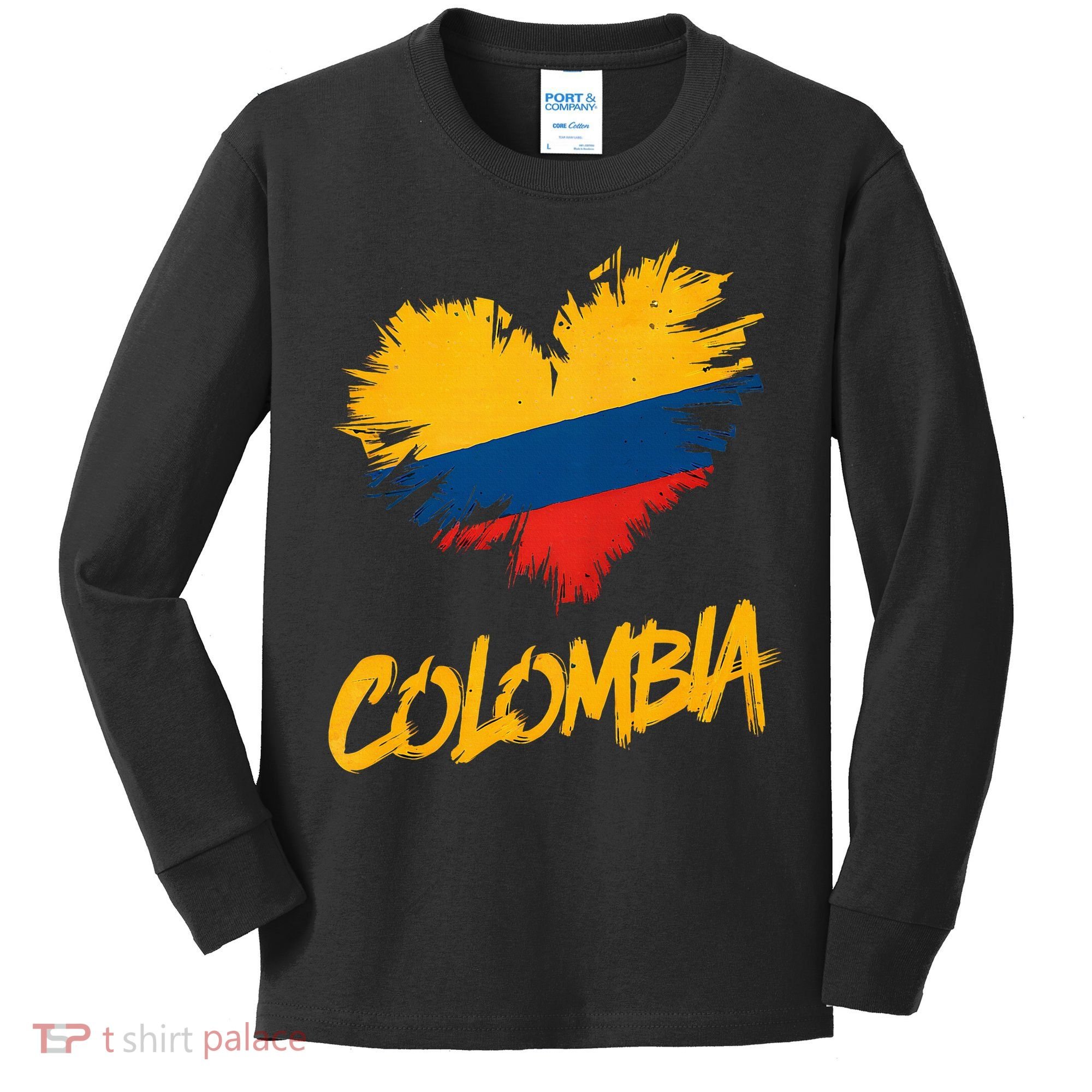 Colombia Heart Flag Kids Long Sleeve Shirt