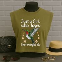 Cool Hummingbird For Girl Tropical Bird Watcher Birder Garment-Dyed Women's Muscle Tee thumb 3