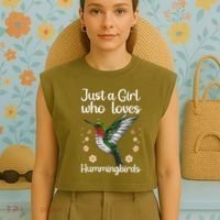 Cool Hummingbird For Girl Tropical Bird Watcher Birder Garment-Dyed Women's Muscle Tee thumb 4