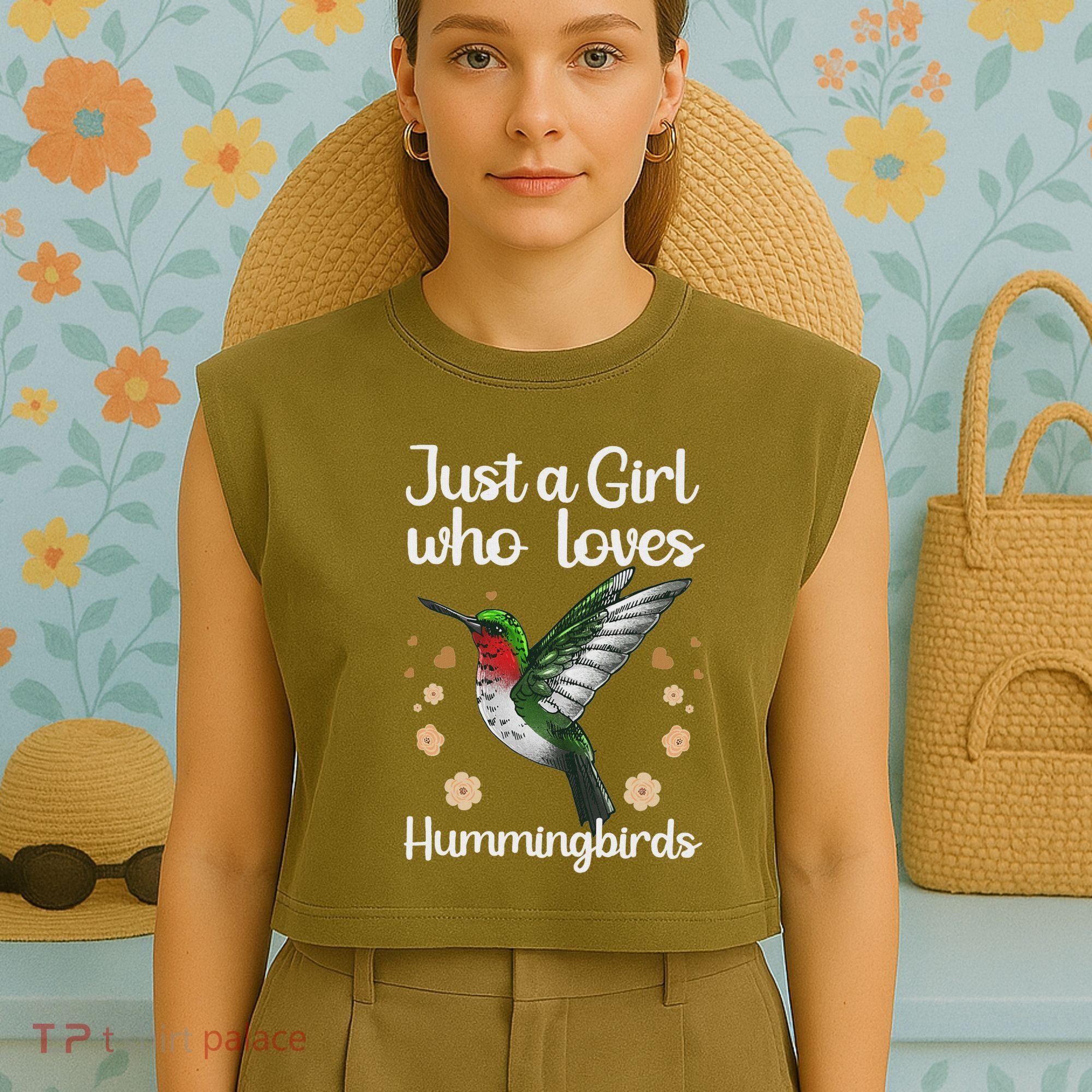 Cool Hummingbird For Girl Tropical Bird Watcher Birder Garment-Dyed Women's Muscle Tee