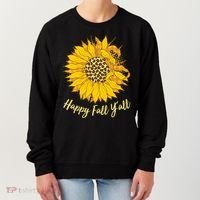 Cute Happy Fall Y'all Leopard Pattern Sunflower Women's Sweatshirt thumb 0