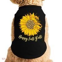 Cute Happy Fall Y'all Leopard Pattern Sunflower Doggie Tank thumb 0