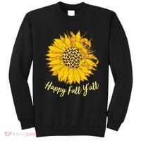 Cute Happy Fall Y'all Leopard Pattern Sunflower Sweatshirt thumb 0