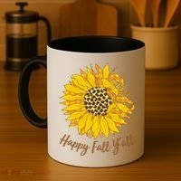 Cute Happy Fall Y'all Leopard Pattern Sunflower Coffee Mug thumb 4