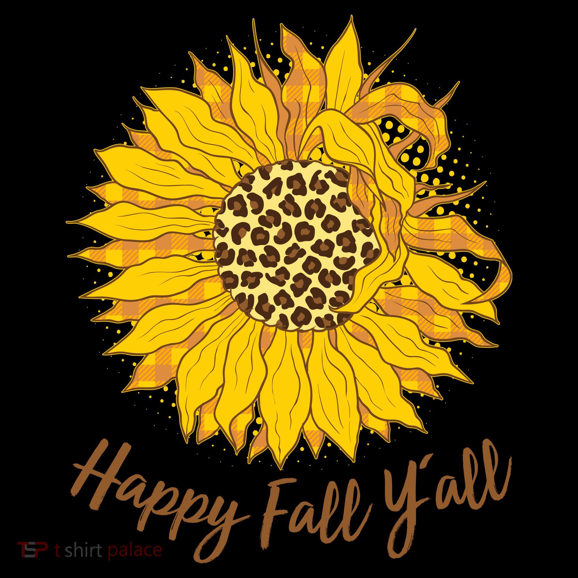 Cute Happy Fall Y'all Leopard Pattern Sunflower Coffee Mug