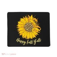 Cute Happy Fall Y'all Leopard Pattern Sunflower Mousepad thumb 0