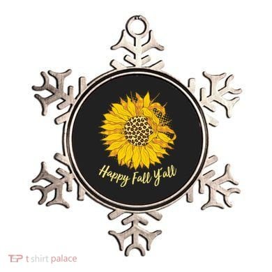 Cute Happy Fall Y'all Leopard Pattern Sunflower Ornament