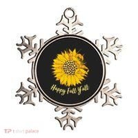Cute Happy Fall Y'all Leopard Pattern Sunflower Ornament thumb 0