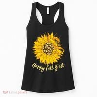 Cute Happy Fall Y'all Leopard Pattern Sunflower Women's Tank Top thumb 0