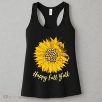 Cute Happy Fall Y'all Leopard Pattern Sunflower Women's Tank Top thumb 3