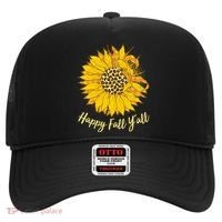 Cute Happy Fall Y'all Leopard Pattern Sunflower Hat thumb 0