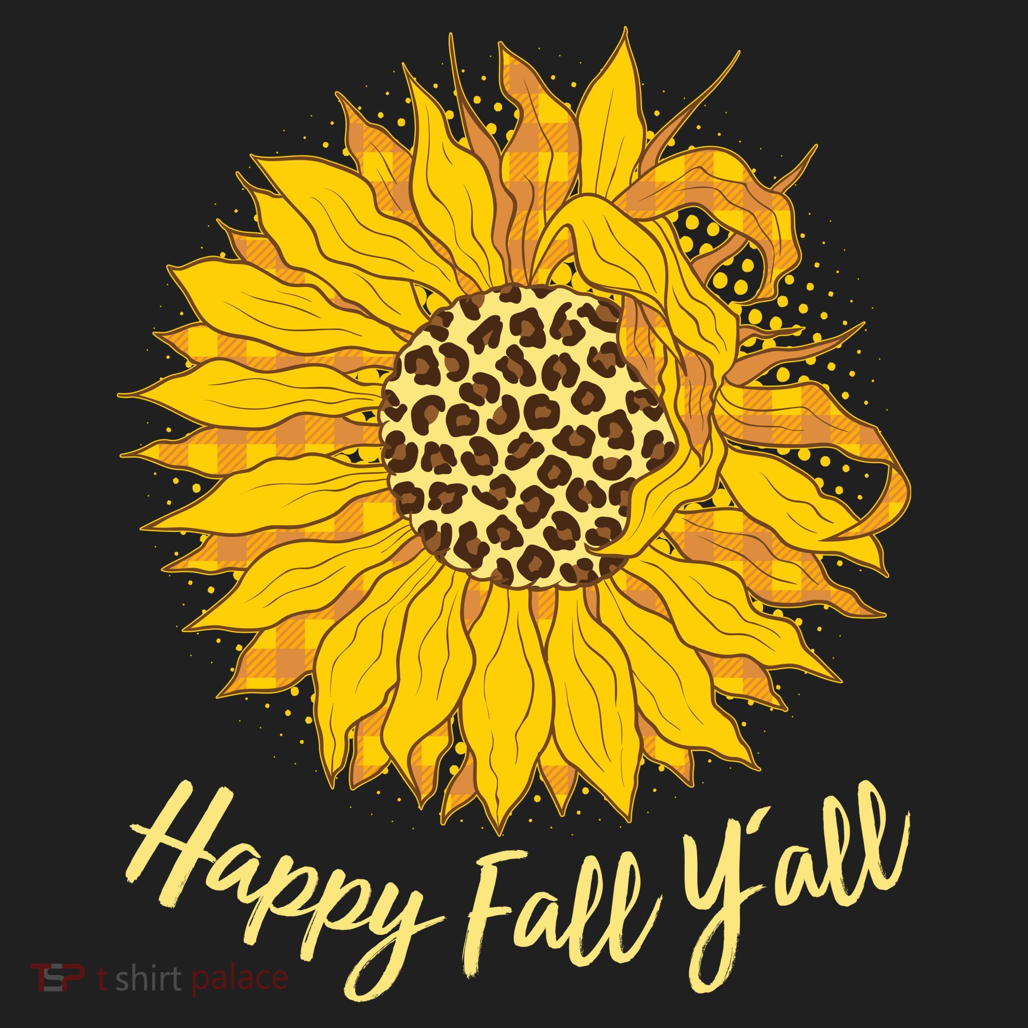 Cute Happy Fall Y'all Leopard Pattern Sunflower Hat