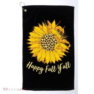 Cute Happy Fall Y'all Leopard Pattern Sunflower Golf Towel