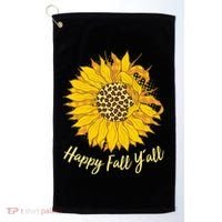 Cute Happy Fall Y'all Leopard Pattern Sunflower Golf Towel thumb 0