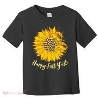 Cute Happy Fall Y'all Leopard Pattern Sunflower Toddler T-Shirt thumb 0