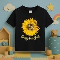Cute Happy Fall Y'all Leopard Pattern Sunflower Toddler T-Shirt thumb 3